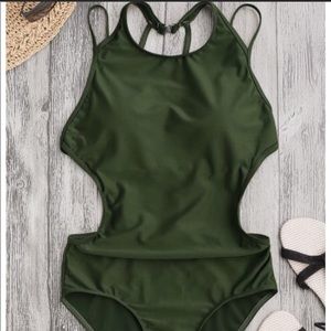 Army green one piece swimsuit!